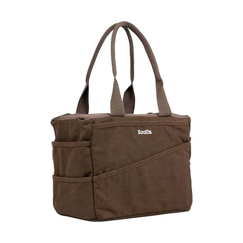 Soolla Studio Bag: Pottery Tool Bag & Craft Storage, Art Supply Organizer, Washable Tote, Knitting Yarn, Crochet Projects, 30 Pockets, 20+ Canvas Colors, Gift For Artists & Teachers (Coffee Bean) thumbnail 2