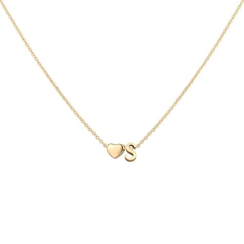 Glimmerst Initial Heart Necklace 18K Gold Plated Stainless Steel Tiny Heart Letter Necklace Personalized Monogram Name Necklace for Women - Image 1