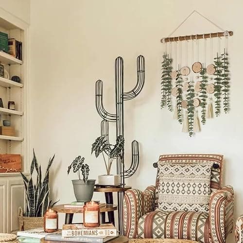 Artificial Eucalyptus Wall Decor Fake Greenery Leaves Stems Wall Hanging Plants on 16.5 inch Wooden Stick Boho Rustic Farmhouse Decor for Bedroom Kitchen Dining Room Bathroom thumbnail 6