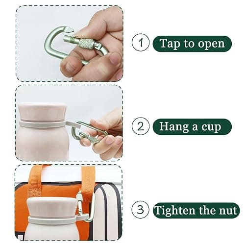 YUCHIYA 8 Pack D-Shape Carabiner Clasp with Screw Gate, 2.2 Inch Mini Keychain Clip Key Chain Buckle, Aluminum Alloy Keyrings Hook for Outdoor Hiking not for Climbing thumbnail 4
