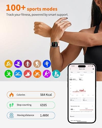Smart Watch for Men Women, Bluetooth Calling, 1.83" HD Touch Screen Fitness Tracker, 100+ Sports Modes,Heart Rate Sleep Monitor， DIY Dial, IP68 Waterproof, Compatible with Android & iOS thumbnail 3