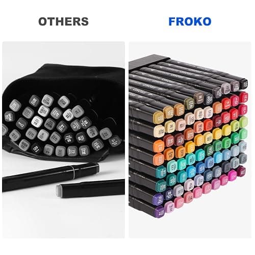 FROKO Alcohol Markers, 80 Colors Dual Tip Art Marker,Coloring Marker, markers for adult coloring books no bleeding thumbnail 4