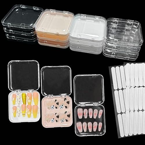 12 Piece Press On Nail Storage Box with 60 Pcs Double Sided Tape - Acrylic Fake Nail Display Box for Home Salon Use thumbnail 7