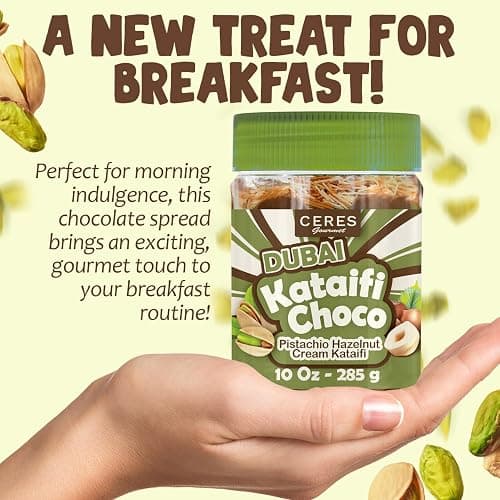 Dubai Spreadable Chocolate– Premium Pistachio Spread with Roasted Phyllo, Gourmet Breakfast Chocolate, Crunchy Dubai Chocolate Filling
 thumbnail 8