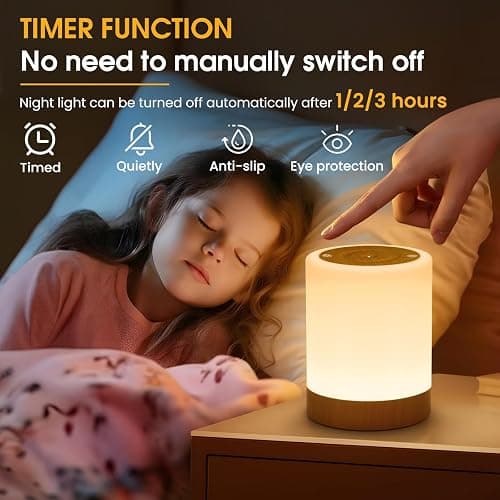 YUNJAYI Kids Night Lights for Bedroom, LED Bedside Table Lamp Touch Dimmable, 13 Colors Changing & 5 Modes, Portable Small Lamp USB Rechargeable Sleep Aid,Eye Caring Baby Night Lamp Nursery, 2 Pack thumbnail 5