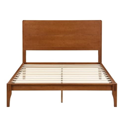 Merax Full Size Bamboo Platform Bed, Mid-Century Modern Bed Frame with Tall Headboard, Solid Sustainable Bedframe Full-Size, Wood Slat Support, No Box Spring Needed, Easy Assembly, Noise Free, Brown thumbnail 6