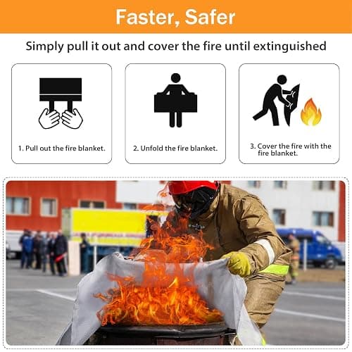 kanhiro Emergency Fire Blanket for Home Kitchen (4 Pack, 40 in X 40 in), Emergency Silicone Fire Blanket thumbnail 4