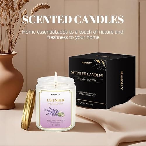 HANOLLY Candele Profumate Cocco & Vaniglia, Candela di Soia Naturali Aromaterapia Rilassante, Candela Profumata Lunga Durata per Yoga e Bagno, Regalo Donna Compleanno Perfetto, Fino a 50 Ore, 255g thumbnail 4