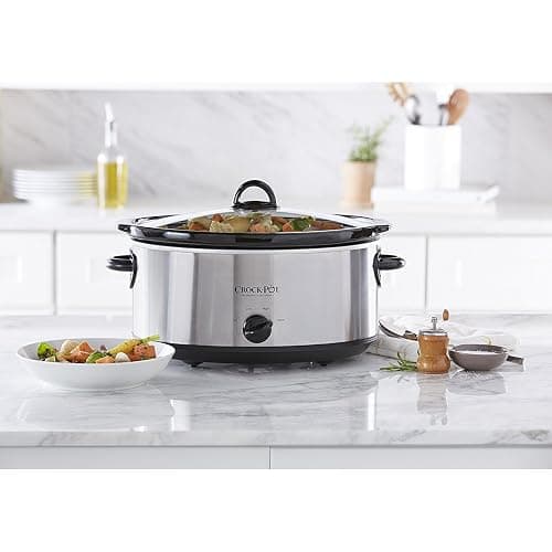 Crock-Pot 7 Quart Oval Manual Slow Cooker, Stainless Steel (SCV700-S-BR), Versatile Cookware for Large Families or Entertaining thumbnail 7