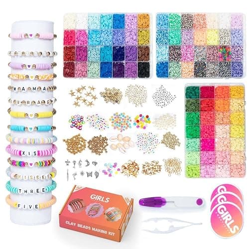 GIRLS CREATIVITY 13200 Pcs 3 Box Bead Kits for Girls Polymer Clay Beads Bracelet Making Kit for Girls 6-15 Years, 84 Colors Beading Kit Jewelry Making Kit Bracelet Kit for Kids Jewellery Box - Image 1