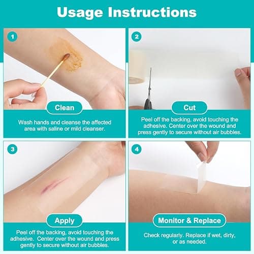 Hydrocolloid Roll for Wound Care, Hydrocolloid Bandages with Self-Adhesive, Cut-to-Size Patch Bandages, Ultra Absorbent, Waterproof, First Aid Kit Essential (2IN*4.8FT) thumbnail 7