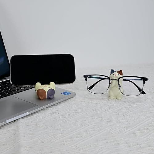 Mevodeata Cat-Shaped Phone Stand and Eyeglass Frames Animal Resin Gifts for Cat Lovers, Home & Office Fashion Accessories(White) thumbnail 4
