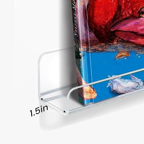 upsimples 6 Pack Clear Acrylic Shelves, 12" Nursery Bookshelves, Small Floating Bookshelf for Kids Baby, Vinyl Wall Mount, Record Holder, Magazine Rack, Comic Display, Picture Ledge Shelf Decor - 10 thumbnail 3