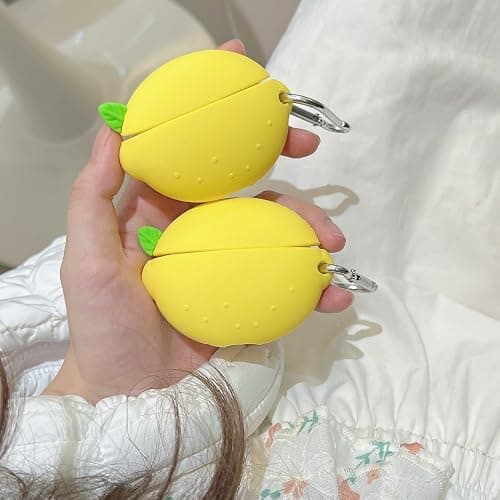 Silicone Case for Airpods Pro/Pro 2 Gen, Cute Lemon Fruit Protective Soft Rubber Cover Skin with Anti-Lost Keychain (Lemon Case) thumbnail 4