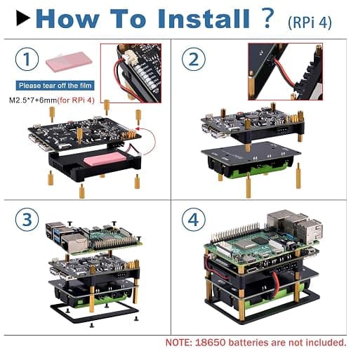 GeeekPi UPS Gen 6 Power Supply Uninterruptible UPS HAT for Raspberry Pi 5/4B, with Aluminum Heatsink thumbnail 9