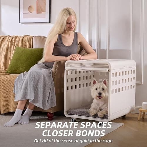 LoveTail Foldable Dog Crate Furniture，Acrylic Dog Cage End Table, for Small/Medium Dogs,Durable Dog cage with Movable and Modular Design - Safe, Stylish and Convenient thumbnail 2