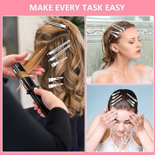 75pcs Duck Biled Hair Clips for Women, Duckbill & Metal Hair Clips for DIY Styling, Silver Hair Pins with Storage Case - Salon & Home Hair Accessories for Cutting, Rolling Long Hair thumbnail 2