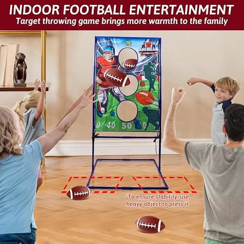 Punieayi Football Toss Game with 4 Inflatable Balls, Football Throwing Target Games for Boys 8-12, Sports and Outdoors Toys for Kids Ages 3+ thumbnail 6