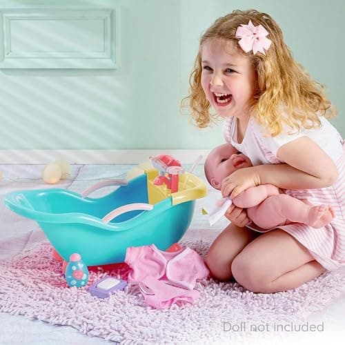 JC Toys - for Keeps Playtime! | Baby Doll Real Working Bath Set | Fits Dolls up to 16" | Shower and Faucet Really Work | Play Accessories | Ages 2+ thumbnail 2