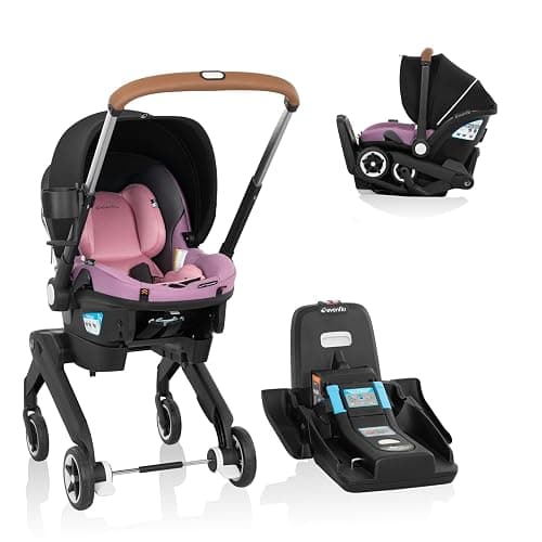 Evenflo Gold Shyft DualRide with Carryall Storage Infant Car Seat and Stroller Combo (Opal Pink) - Image 1