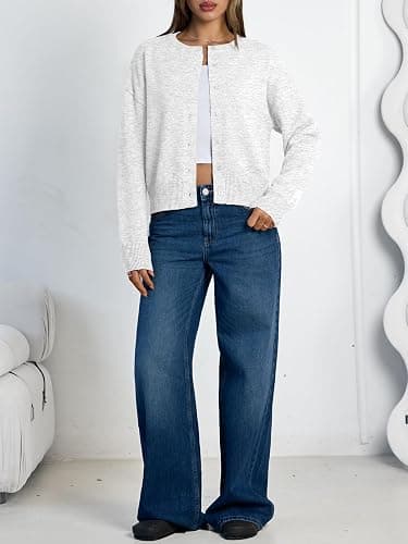 LILLUSORY Womens Cropped Cardigan Sweaters Lightweight Fall Crop Cotton Knit Y2k Outfits Fashion Button Up Clothes 2025 thumbnail 6