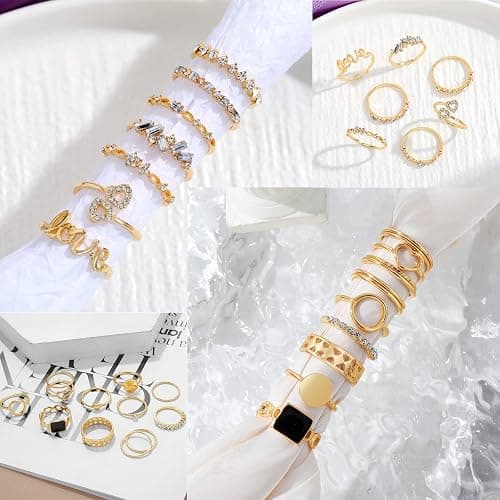 IFKM Gold Knuckle Rings Set For Women Vintage Stackable Joint Finger Midi Rings Dainty Cubic Zirconia Crystal Simple Twist Hollow Cute Rings Pack Jewelry Gift thumbnail 8