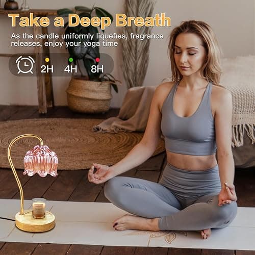 SupBri Dimmable Flower Candle Warmer Lamp, Pink Candle Warmer with Timer & 4Bulbs,Melts Warmer for Jar Candles Birthday Gifts for Women, House Warming Gifts New Home Bedroom Decor thumbnail 4