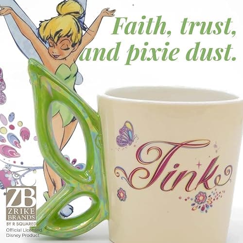 Disney Tinker Bell Ceramic Coffee Mug – Cute Mug Featuring Tinker Bell with Iridescent Butterfly Design, Collectible Coffee Cup, Officially Licensed Gifts thumbnail 6