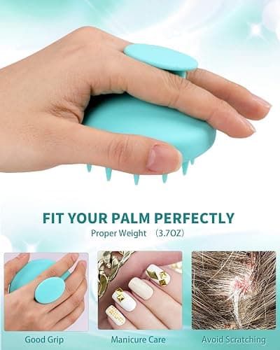 BEAUTLOHAS Silicone Scalp Massager Shampoo Brush, Shower Scrubber with Soft Bristles, Hair Growth & Dandruff Treatment, Wet/Dry Hair Massager for All Hair Types (Green) thumbnail 5
