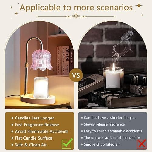 Candle Warmer Lamp Electric Timer - Modern Home Decor Table Lights for Candles Warming Height Adjustable Dimmable Warmers Pink thumbnail 5