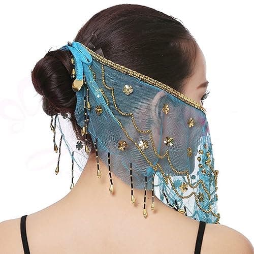 Belly Dance Face Veil India Dance Outfit Halloween Carnival Costumes Head Face Veil thumbnail 2