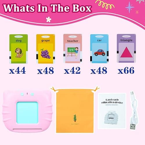 QuTZ ABC Learning Flash Cards for Toddlers 2-4, Autism Toys, Speech Therapy Educational Talking Sight Words Kindergarten Boys and Girls, 248 Pink - 248 Words Pink (NEW abc+123) thumbnail 8