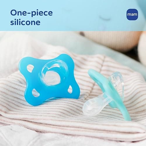 MAM Comfort Baby Pacifier 0-3 Months, Specially for Smaller Newborn Mouths, Lightweight One-Piece BPA-Free Silicone,Easy to Clean, Best for Breastfed Babies, 4 Pk, Made in Europe thumbnail 7