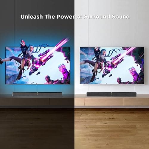 MZEIBO Sound Bar for Smart TV，80W Detachable Bluetooth Soundbar with Powerful Bass, 2-in-1 Home Theater Audio System, ARC/Optical/AUX Connectivity for TV/PC/Laptop/Game Console thumbnail 4