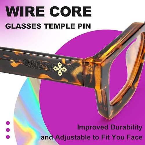 VISOONE Blue Light Blocking Glasses with TR90 Rectangle Frame and Chic Preppy Look for Women Men RIVER thumbnail 6