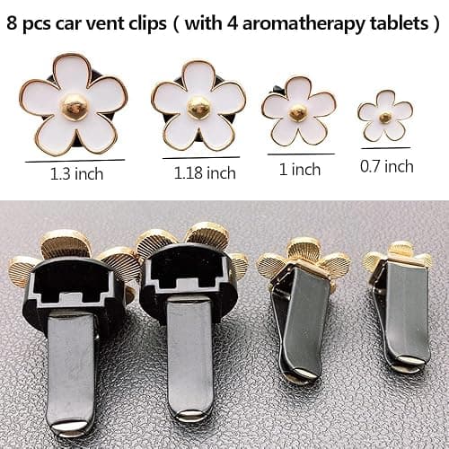 Car Air Freshener Vent Clips for Women 8 Pieces Cute Car Vent Clips Decorations Daisy Flower Car Accessories Air Freshener Clips for Christmas Anniversary Girls Gift (8 pcs white pink) thumbnail 3
