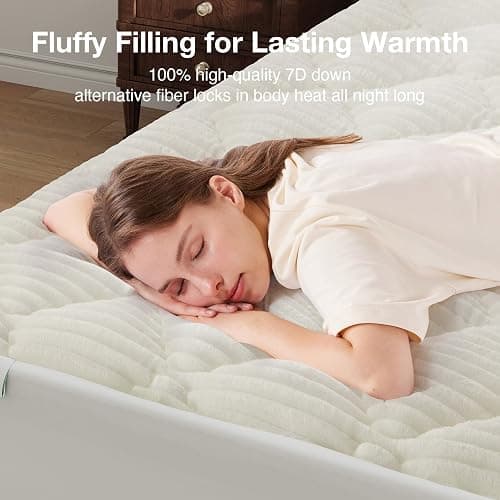Novilla Fleece Mattress Topper Full, Warm Sherpa Mattress Pad, Cloud-Like Soft Bed Cover for Winter, Deep Pocket fits up to 21", Machine Washable thumbnail 5