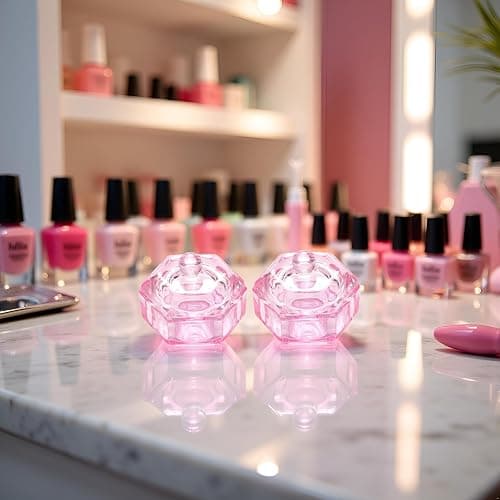 2 Pcs Glass Nail Art Cups Nail Dipping Jars Nail Dappen Dishes Bowls Nail Powder Holders Nail Liquid Containers with Lid Hexagon Nail Polish Nail Art and Polish Nail Salon Supplies thumbnail 9