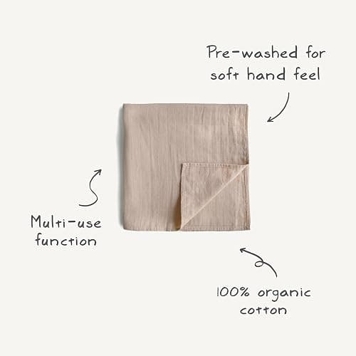 mushie Muslin Baby Swaddle Blanket | 100% Organic Cotton (Flowers) thumbnail 9