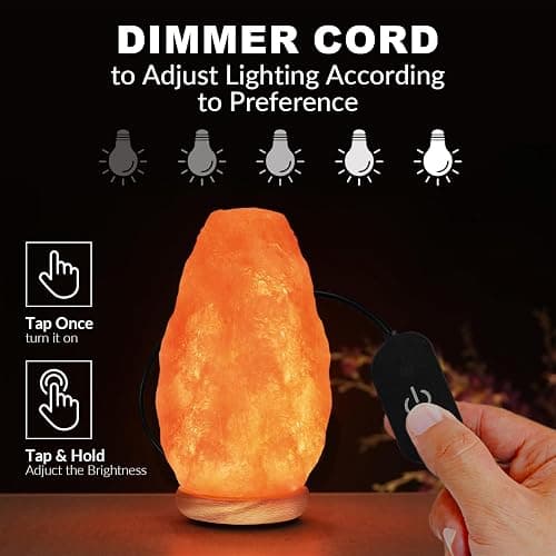 WBM LLC Himalayan Glow Natural Pink Salt Lamp, Crystal Salt Lamp Night Light with (ETL Certified) Brightness Control Dimmer Switch, Wooden Base & Salt Lamps Bulb | 6-8 LBS, Model Number: 1001 thumbnail 6