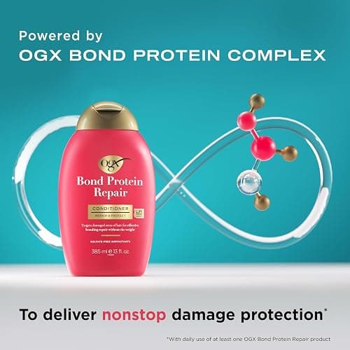 OGX Repair & Protect Bond Protein Repair Conditioner, Lightweight Conditioner Targets Damaged Areas of Hair, Formulated without Parabens, Sulfate-Free Surfactants, 13 fl. oz thumbnail 8