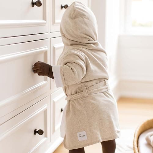 Burt's Bees Baby Infant Hooded Robe Organic Knit Terry Unisex Bathrobe, Newborn Bath Essentials, Unisex Boys and Girls, Size 0-9 Months Old thumbnail 4