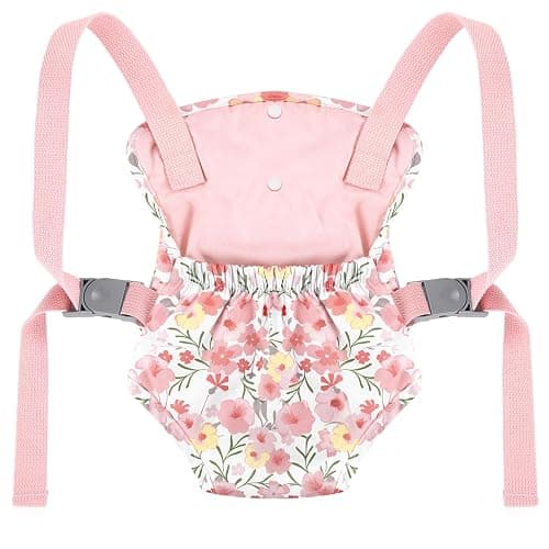 GAGAKU Baby Doll Carrier for Little Girls Baby Carrier for Dolls Reborn Baby Doll Carrier Toddlers 1-3 Years Old Babydoll Carrier - Pink Rose of Sharon thumbnail 5