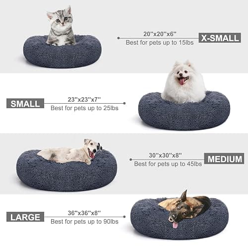 MIXJOY Orthopedic Dog Bed Comfortable Donut Cuddler Round Pet Beds Ultra Soft Washable Dog and Cat Cushion Bed (20''/23''/30'') (30'', Grey-Blue) thumbnail 6