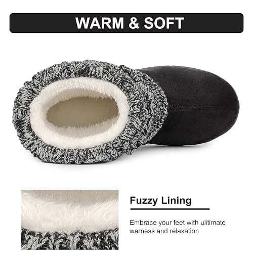 FamilyFairy Women's Woolen Yarn Knit Bootie Slippers Comfy Warm Plush Fleece Memory Foam House Shoes for Indoor Outdoor thumbnail 3