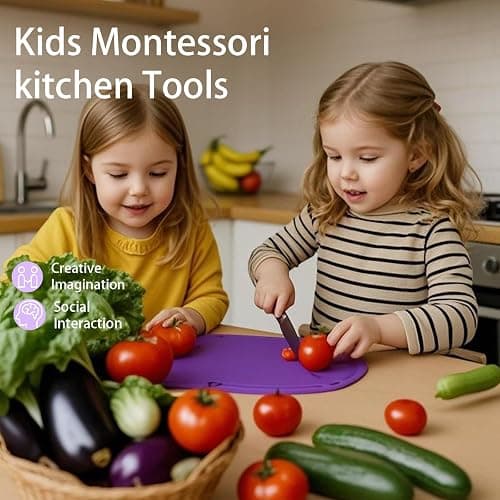 Montessori Kids Knife Set for Real Cooking – Safe Kitchen Tools, Toddler Cooking Toys for Ages 4-10, Birthday Gift for Girls & Boys, Educational Cutting Set thumbnail 5