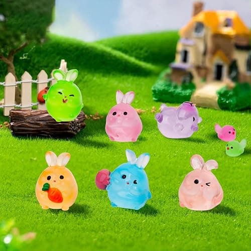 200pcs Luminous Mini Resin Animals 30 Types Miniature Resin Animal Figurines to Hide Bulk Glow in The Dark Tiny Ducks Frogs Small Cat Bunnies for Fairy Garden Micro Landscape Dollhouse Accessories thumbnail 5