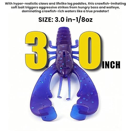 36 Pack TPR Floating Crawfish Soft Lures, 3 in - 1/8oz 6 Colors Realistic Soft Baits with Shrimp Scent for Bass Fishing thumbnail 3