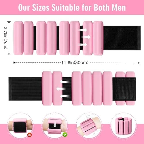 MESUADESI Wrist Weights Set of 2, Wearable Wrist Ankle Weights for Women & Men, Silicone Weighted Bangles Adjustable Arm and Leg Weights for Walking Yoga Pilates Running Dance Gym 2lb thumbnail 5