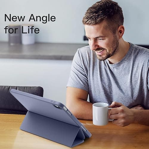 Akkerds Compatible with iPad (A16) 11th Generation Case 11 Inch 2025, for iPad 10th Generation Case 10.9 Inch 2022 with Pencil Holder, Slim Trifold Stand Protective Cover with Soft TPU Back, Blue Gray thumbnail 2